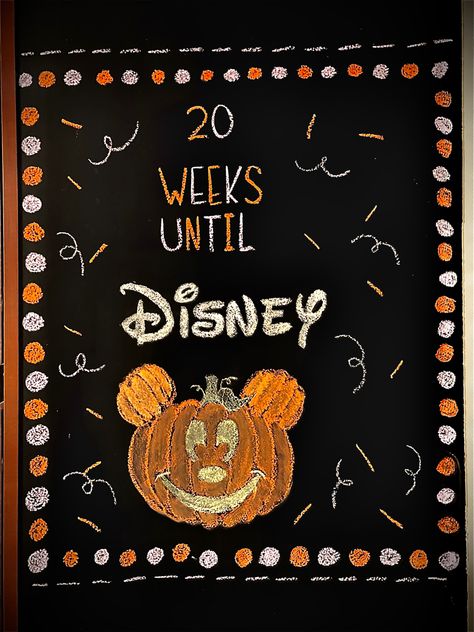 Drew this fun countdown on our chalkboard in the kitchen. The kids love it Disney Countdown, Vacation Packing, The Kids, Chalkboard, The Kitchen, Love It, Chalk, Road Trip, Road