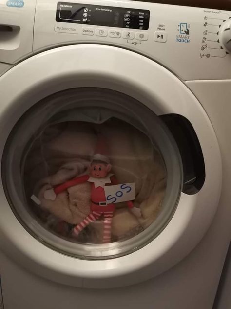 Elf On The Shelf Washing Machine, Elf On The Shelf Laundry, Doing Laundry, Shelf Ideas, On The Shelf, Kids Stuff, Elf On The Shelf, Washer, Elf