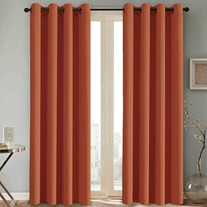 H.VERSAILTEX Thermal Insulated Blackout Room Darkening Nursery/Baby Care Curtains,Grommet Panels,52 by 84 - Inch - Burnt Orange - Set of 2 Rust Colored Curtains, Burlap Curtains Living Room, Burnt Orange Curtains, Colored Curtains, Curtains Grommet, Blackout Window Treatments, Orange Curtains, Linen Blackout Curtains, Decorative Curtain Rods