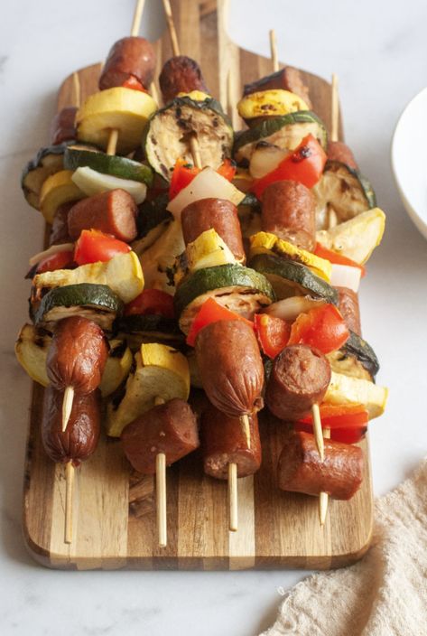 Grilled Summer Sausage Kebabs - Teton Waters Ranch Sausage Kebabs, Grilled Kabobs, Sausage And Spaghetti Squash, Chili Dog Chili Recipe, Breakfast Hash Recipes, Kebab Sticks, Tapenade Recipe, Veggie Pasta Salad, Burger Salad