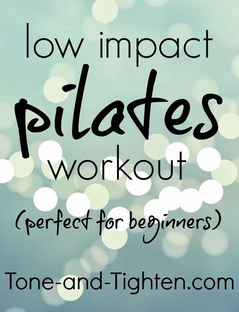 Low Impact Pilates Workout- Perfect for Beginners! #workout #fitness from Tone-and-Tighten.com Beginners Pilates, Pilates Solo, Beginners Workout, Beginner Pilates Workout, Yoga Beginners, Pilates Training, Joseph Pilates, Pilates For Beginners, Yoga Exercises