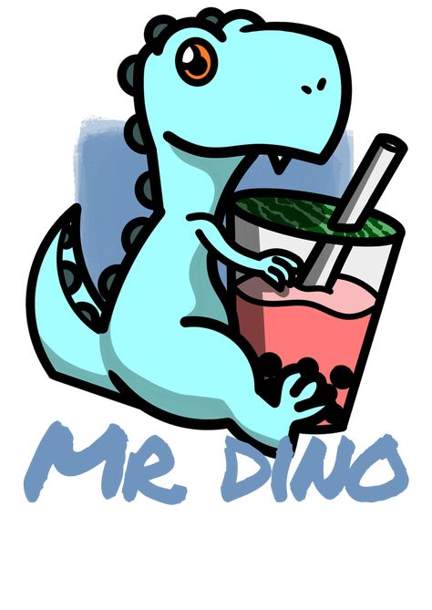 Dino Love, Boba Drink, Cartoon Dinosaur, Drinking Coffee, Drinks, Coffee