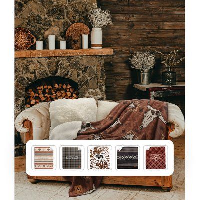 Yellowstone Silk Touch Sherpa Reverse Throw, 60" x 70" (Assorted Styles) - Sam's Club Dutton Ranch, Southwestern Patterns, White Cow, Sams Club, Silk Touch, Cow Skull, Sam's Club, Faux Fur Throw, Antique Decor