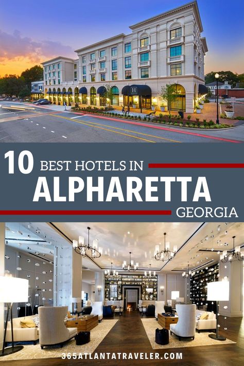 With over 30 convenient hotel options in Alpharetta, GA, we put 10 on our short list for various reasons. Whether you're shopping at Avalon, attending a concert at Ameris Bank Amphitheatre, or celebrating a special occasion, there's a perfect hotel for you. Here are 10 of the best hotels in Alpharetta Georgia you and your crew will love! Alpharetta Georgia, Georgia Vacation, North Georgia Mountains, Usa States, Free Vacations, Free Kids, Small Towns, Best Hotels, Family Vacation