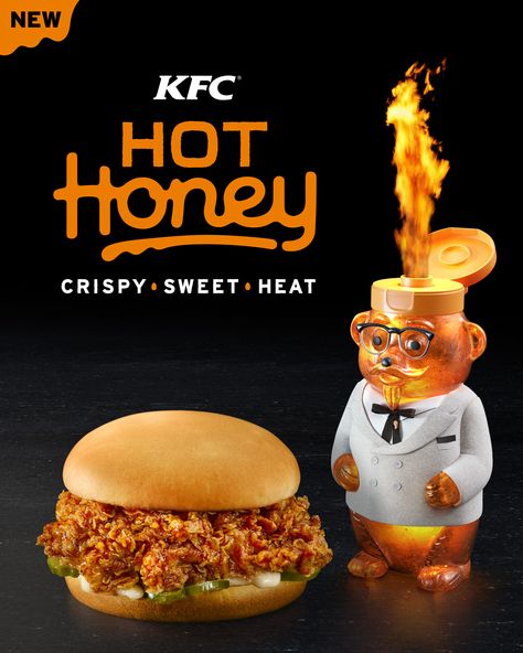 KFC Introduces New Hot Honey Chicken & Feisty Adoptable Colonel Bear | Life With Kathy Fried Chicken Kfc, Hot Honey Chicken, Kentucky Fried Chicken, Colonel Sanders, Kentucky Fried, Sweet Heat, Hot Honey, Honey Chicken, Honey Bear