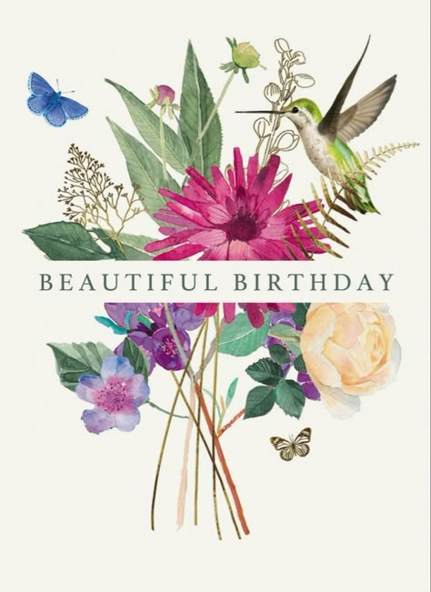 Hummingbird Birthday, Beautiful Birthday Messages, Happy Birthday Wishes Pics, Happy Birthday Illustration, Birthday Wishes Pics, Birthday Wishes Flowers, Birthday Greetings Friend, Happy Birthday Art, Happy Birthday Greetings Friends