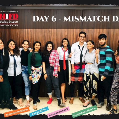 Day 6 - MISMATCH DAY  We celebrated Mismatch day where students came with new and creative ideas using their imagination and wore different pairs of socks, shoes and costumes to reflect their mismatch personalities.  #mismatchday #mismatchstyle #mismatchfashion #asymetric #INIFDMumbaiGhatkopar #FashionDesign #InteriorDesign Mismatch Day Outfit Ideas College, Mis Match Day Outfits, Mismatch Day Outfits, Mismatched Outfit Ideas, Mismatch Theme Outfit, Mismatch Day Ideas, Mismatch Outfit Ideas, Mismatched Aesthetic, Mismatched Clothes