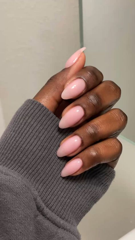 Almond nail, pink nails, acrylic overlay Mauve Pink Nails Acrylic, Almond Nails Valentines Day Pink, Milk Nails Almond, Medium Length Almond Nails Acrylic, Nail Idea Almond, Almond Nail Pink, Almond Nude Acrylic Nails, Nails Acrylic Short Almond, Baby Pink Almond Nails