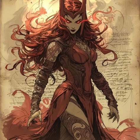 The Scarlet Witch Fanart, Wiccan Marvel Art, Marvel Macbook Wallpaper Aesthetic, Scarlet Witch Concept Art Costume Design, Scarlet Witch Redesign, Scarlett Witch Drawing, Black Scarlet Witch, Evil Scarlet Witch, Scarlett Witch Fanart