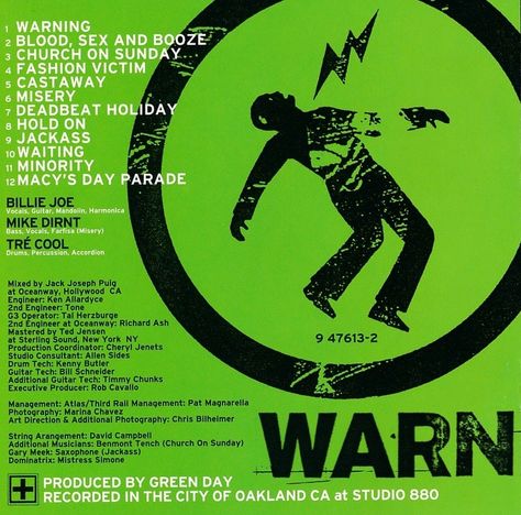 #GreenDay - Warning Green Day Warning, Macy's Day Parade, Green Day Billie Joe, Production Coordinator, Guitar Tech, Tré Cool, Fashion Victim, Band Posters, Green Day