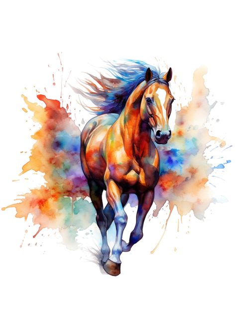 Digital Art with theme colourful running horse Horse Art Ideas, Horse Watercolor, Running Horse, Cake Printing, Watercolor Horse, Horse Drawing, Running Horses, Color Painting, Horse Coloring