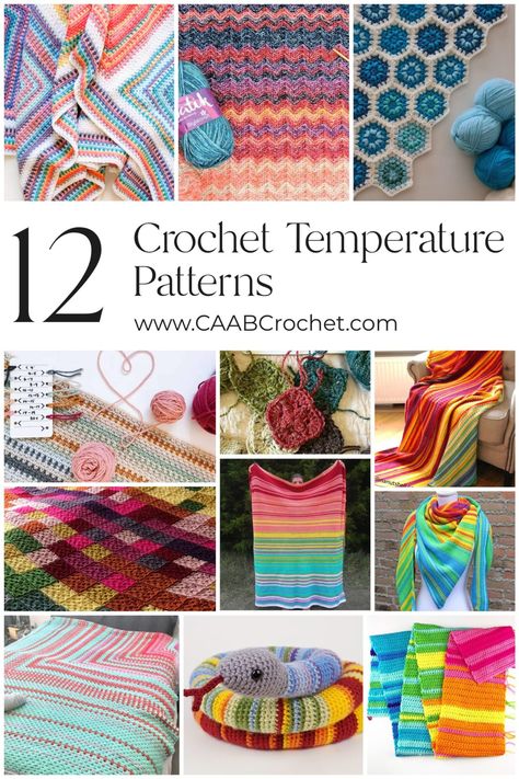 Crochet Blanket Stitch Tutorial, Baby Blankets Free Patterns, Temperature Crochet, Temperature Blanket Ideas, Crochet Mood Blanket, Trendy Crochet Tops, Blanket Stitch Tutorial, Temp Blanket, Crochet Temperature Blanket