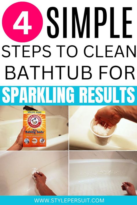 To maintain your bathtub's shine and ensure it's ready for you, follow our simple cleaning guide to how to clean a bathtub, including the drain, grout lines, and caulking. We'll show you how to use household ingredients, including dish soap, white vinegar, and baking soda, to cut through grime and remove stains with minimal scrubbing, saving time and money. With our tips, achieving a squeaky-clean tub doesn't have to be a chore. Best Tub Cleaner, Clean A Bathtub, Plastic Bathtub, Bathtub Cleaner, Diy Bathtub, Best Bathtubs, Cleaning Paste, Clean Bathtub, Best Cleaner