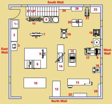 Woodshop Layout Floor Plans, Wood Shop Layout Floor Plans, Woodshop Layout, Workshop Setup, School Floor Plan, Woodworking Workshop Layout, Garage Storage Plans, Garage Workshop Layout, Work Shops