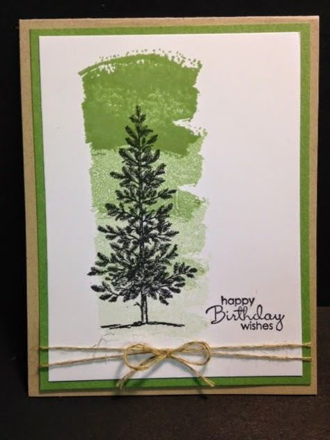 Idée : fond couleur du tampon. Cards With Trees, Cards With Trees On Them, Su Lovely As A Tree, Tree Stamp, Masculine Birthday Cards, Birthday Cards For Men, Tree Cards, Making Greeting Cards, Male Cards