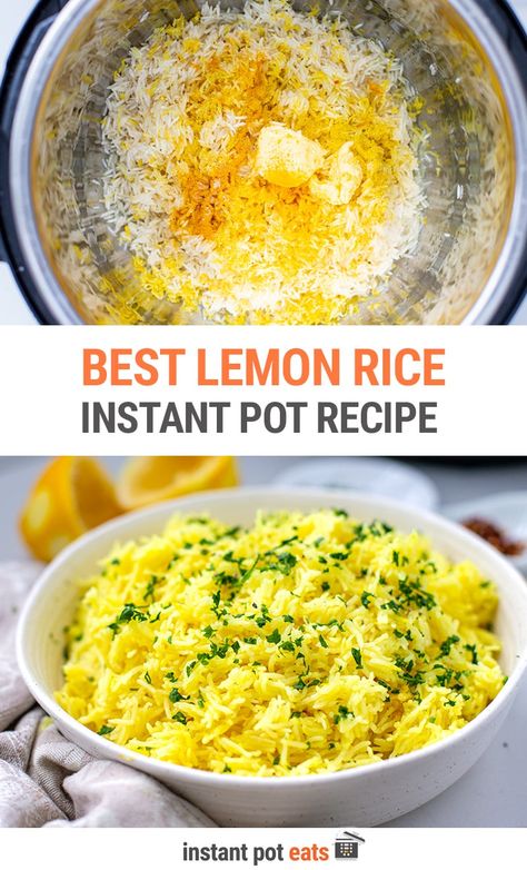 Instant Pot Lemon Rice Recipe Instant Pot Lemon Rice, Lemon Rice Recipe, Rice Instant Pot, Greek Lemon Rice, Lemon Juice Benefits, Rice Side, Instant Pot Recipe, Rice Side Dishes, Lemon Rice