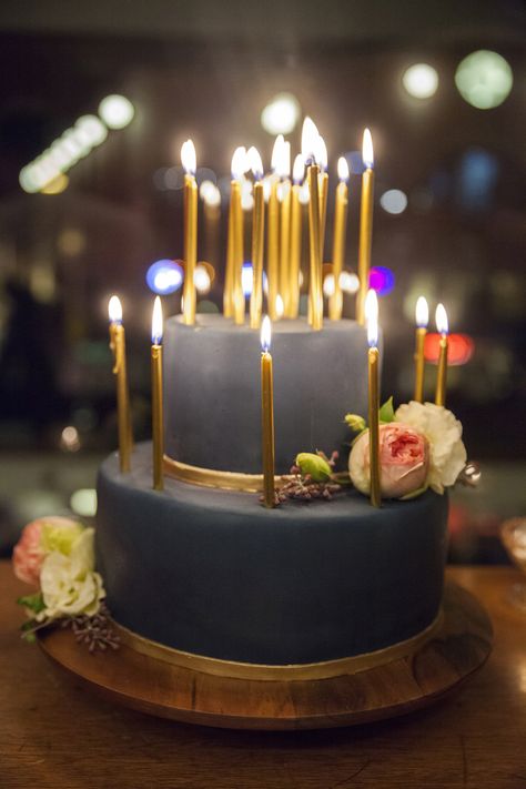 Unusual dark cake 30th Birthday Dinner Party  Read more - http://www.stylemepretty.com/living/2014/01/17/30th-birthday-dinner-party/ Gold Birthday Candles, Cake With Candles, Happy Birthday Cake Images, Birthday Wishes Cake, Birthday Dinner Party, Happy Birthday Wishes Images, Birth Day, Happy Birthday Wishes Quotes, Birthday Wishes And Images