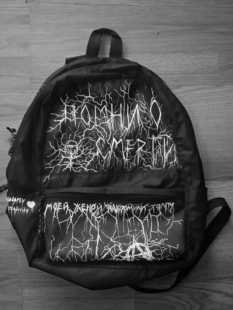 Handmade, custom backpack Diy Punk Backpack, Goth Backpack Diy, Gothic Style School Backpack, Alternative Streetwear Backpack, Goth Backpacks For School, Goth Backpack, Custom Backpack, Diy Backpack, Black Backpack