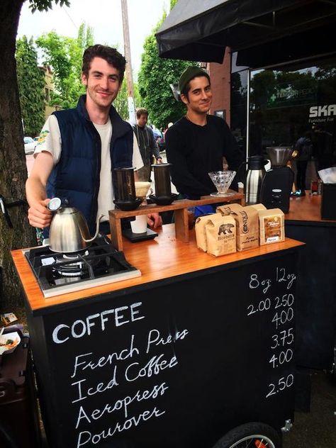 Coffee Cart Menu Ideas, Coffee Pop Up Shop, Mobile Coffee Shop Ideas, Pop Up Coffee Bar, Coffee Stall Ideas, Bike Coffee Shop, Coffee Cart Ideas, Pop Up Coffee Shop, Coffee Booth