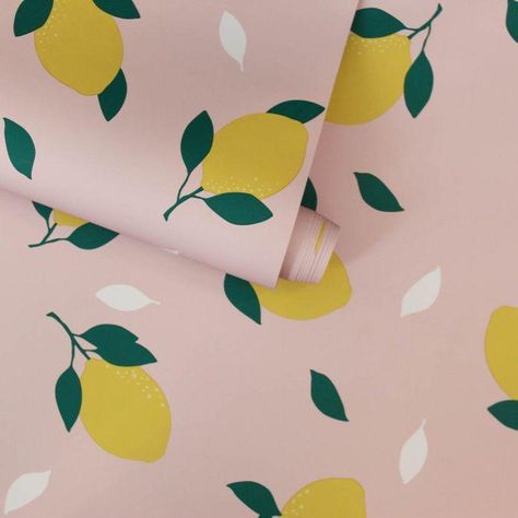 Furniture Bookcases, Lemons Wallpaper, Vinyl Home Decor, Nesting With Grace, Wallpaper Project, Baby Wallpaper, Matte Paint, Pink Lemon, Stair Risers