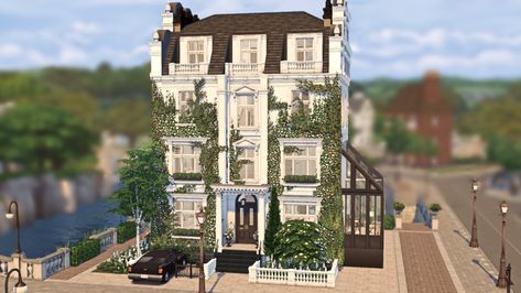 Townhouse Sims 4, French Buildings, Townhouse Exterior, Sims 4 Speed Build, Sims 4 House Building, London Townhouse, Sims 4 House Design, Sims Building, Casas The Sims 4