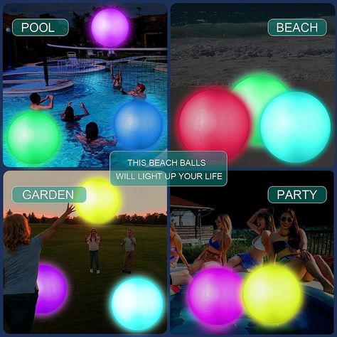 Neon Party Decorations, Floating Pool Lights, Glow In Dark Party, Pool Toy, Dark Party, Beach Balls, Beach Games, Glow In Dark, Pool Light