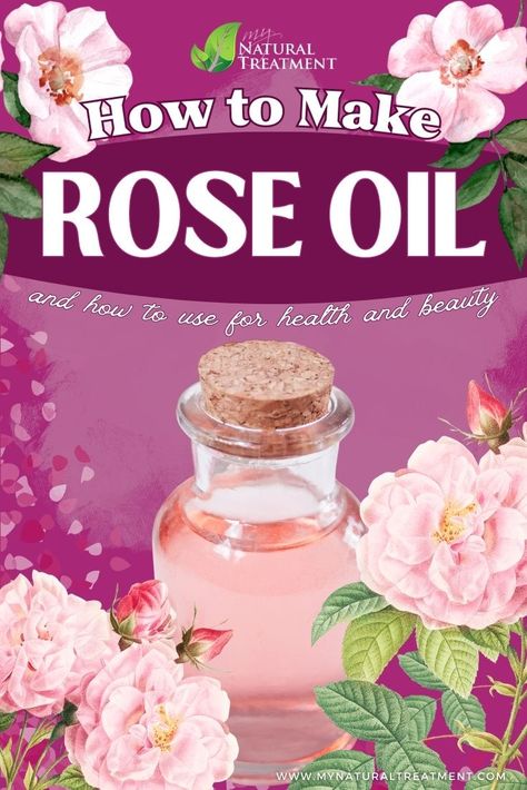 How to Make Rose Oil at Home & Use It for Health and Beauty #roseoil #howtomake #roseoilrecipe #makeroseoil #roseoiluses #roseoilbenefits Making Rose Oil, Rose Body Oil Diy, Rose Oil Diy, Rose Oil Benefits, Healing Flowers, Herbal Skincare, Miraculous Healing, How To Make Rose, Natural Beauty Care