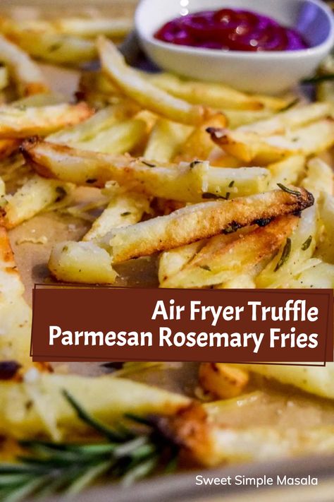 The best truffle parmesan rosemary fries that you can make at home in your air fryer! Crispy decadent fries without all the extra grease! French Frie Seasoning, Rosemary Fries, Fries Air Fryer, Air Fry French Fries, Parmesan Fries, Seasoned Fries, Making French Fries, Fresh Potato, Truffle Fries