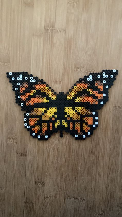 Perler Bead Butterfly, Bead Butterfly, Melt Beads Patterns, 3d Perler Bead, Perler Bead Templates, Perler Crafts, Cones Crafts, Melty Beads, Anime Pixel Art