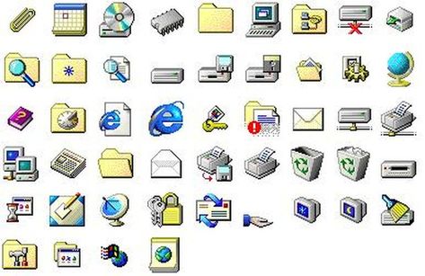 Windows 95 Icons, Pixelated Icons, Microsoft Icons, Computer Icons, Internet Icon, Vaporwave Wallpaper, Desktop Icons, Windows 95, Windows 98