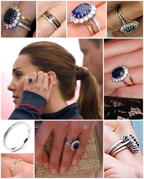 Catherine, Duchess of Cambridge's diamond eternity ring in addition to her Welsh Gold wedding band and Diana's sapphire engagement ring. Kate Middleton Wedding Ring, Royal Wedding Rings, Kate Middleton Ring, Kate Middleton Engagement Ring, Diana Engagement Ring, Royal Engagement Rings, Düşes Kate, William E Kate, Middleton Wedding