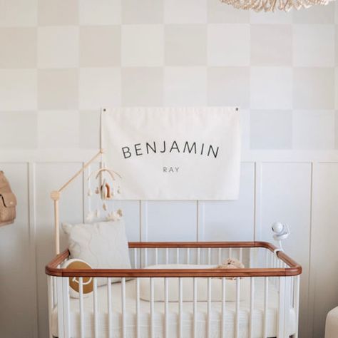 Checkered Nursery, Bowie Wallpaper, Nursery Decor Ideas, Doll House Wallpaper, Nursery Room Inspiration, Bedroom Walls, Nursery Inspo, Color Scale, Interlaken