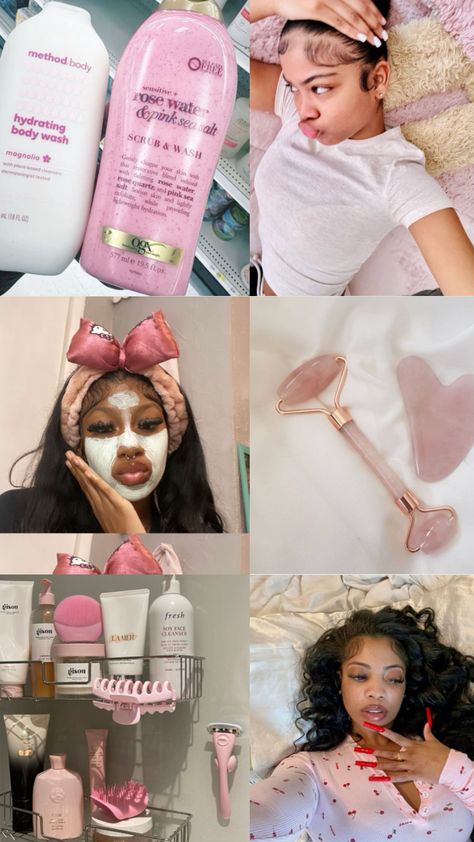 #pink #pinkaesthetic #skincare #blackwomen #blackgirlaesthetic #blackgirlskincare #pinkaestheticblackwomen #bw #skin #selfcareaesthetic #selfcare Black Femininity Aesthetic, Femininity Aesthetic, I Love Being Black, Pink Lifestyle, Body Hygiene, Shower Skin Care, Black Femininity, Pretty Skin Care, Beauty Goals