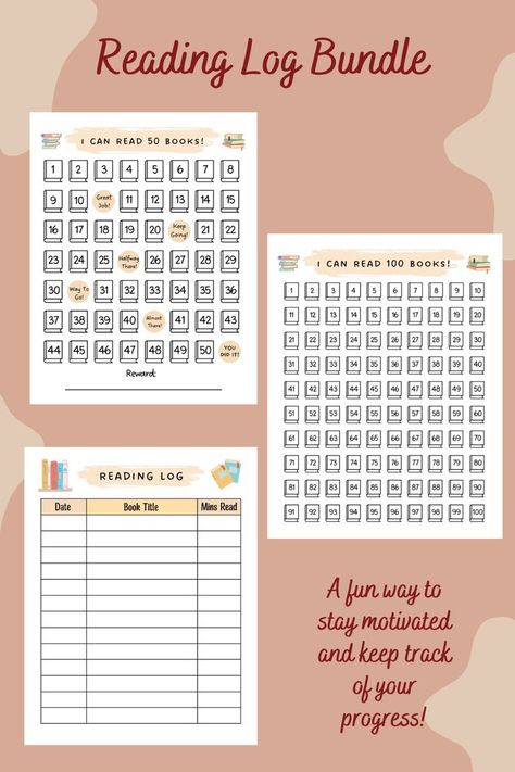 Book Reading Challenge, Progress Chart, Reading Rewards, Reading Chart, Reading Log Printable, Reading Charts, 100 Books, Reward Chart Kids, Reading Log