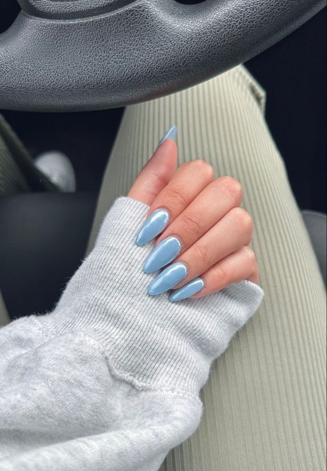 Glazed Nail Colors, Silvery Blue Nails, Blueberry Milk Nails, Milk Nails, Blueberry Milk, Mickey Nails, Couple Hoodies, Pink Chrome Nails, Makeup Nails Designs