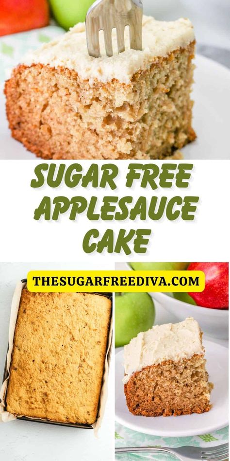 Sugar Free Applesauce, Applesauce Cake Recipe, Sugar Free Cookie Recipes, Sugar Free Cake Recipes, Sugar Free Desserts Easy, Low Sugar Desserts, Sugar Free Baking, Sugar Free Recipes Desserts, Sugar Free Treats