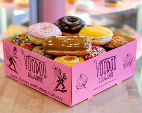 Donut Delivery, Voodoo Donuts, Universal Citywalk, Voodoo Doughnut, Maple Bars, Maple Frosting, Brunch Desserts, Aurora Colorado, Doughnut Shop