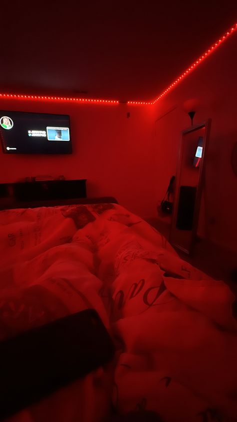 Red Led Lights Bedroom Aesthetic Couple, Room With Red Led Lights, Dark Room With Led Lights, Led Light Pics, Chilling Pics, Red Led Lights Bedroom Aesthetic, Red Lights Bedroom, Led Lights Bedroom Aesthetic, Led Lights Bedroom