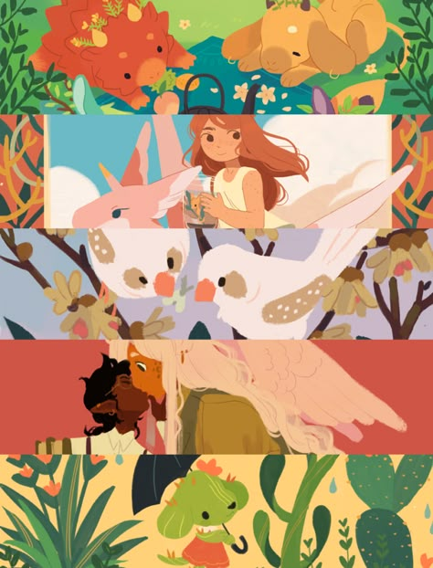 Katie O'neill, Lineless Art Style Tutorial, Lineless Artstyle, Lineless Art Tutorials, Lineless Art Style, Tea Dragon Society, Tea Dragons, Tea Dragon, Lineless Art