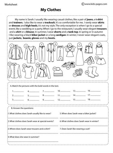 My Clothes Worksheet My Clothes Worksheet, Clothes Worksheet, English Clothes, Free Kindergarten Worksheets, English Worksheets For Kids, Kids Pages, English Lessons For Kids, English Activities, Vocabulary Worksheets