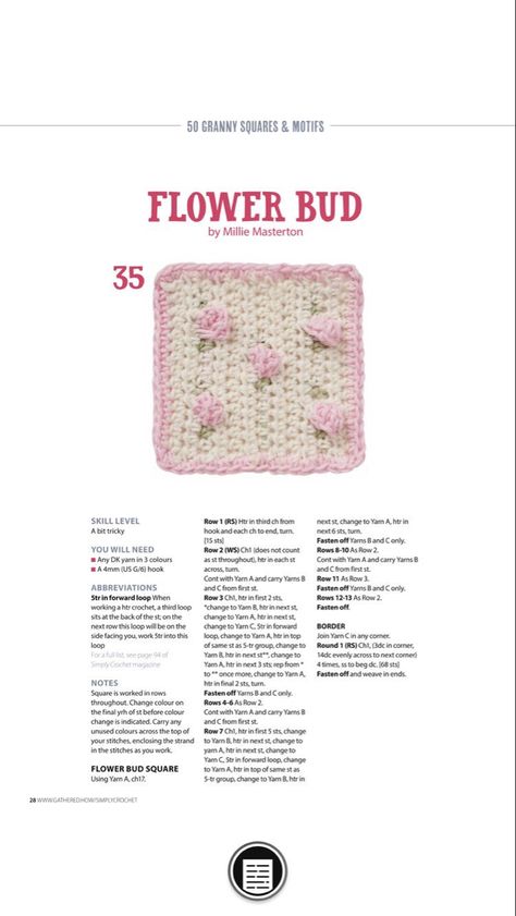 Crochet Patterns Coquette, 50 Granny Squares And Motifs, Written Crochet Patterns Free, Cute Granny Squares, Knit Tutorial, Coquette Crochet, Crochet Stitches Guide, Pola Amigurumi, Crochet Design Pattern