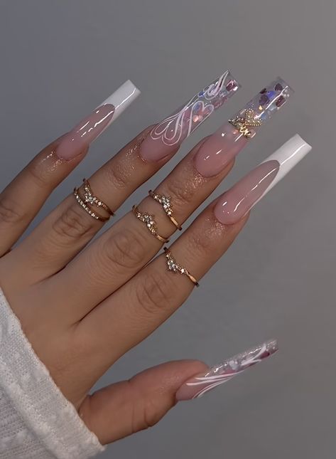 Acrylic Toe Nails, Glamour Nails, Colored Acrylic Nails, White Acrylic Nails, Dope Nail Designs, Glow Nails, French Acrylic Nails, Classy Acrylic Nails, Exotic Nails