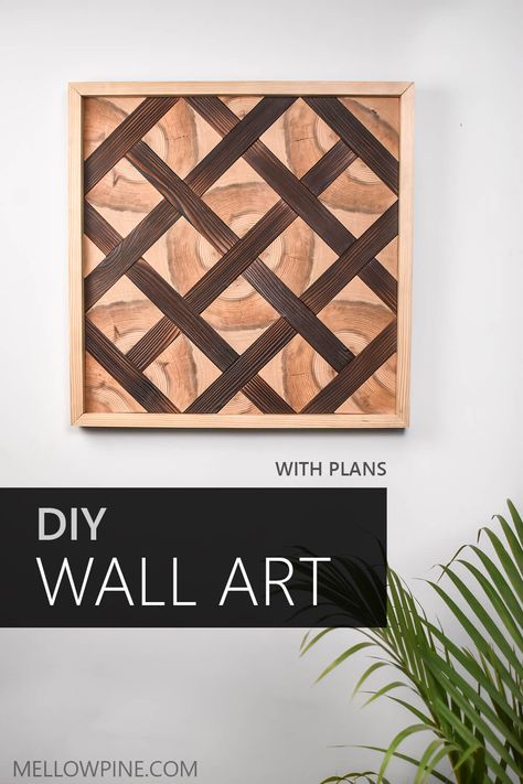 DIY End Grain Geometric Wood Wall Art Tutorial – MellowPine Farmhouse Bedroom Wall, Wall Art Idea, Geometric Wood Wall Art, Geometric Wood Wall, Wall Art Tutorial, Versailles Pattern, Diy Projects Plans, Burned Wood, Wood Wall Art Diy