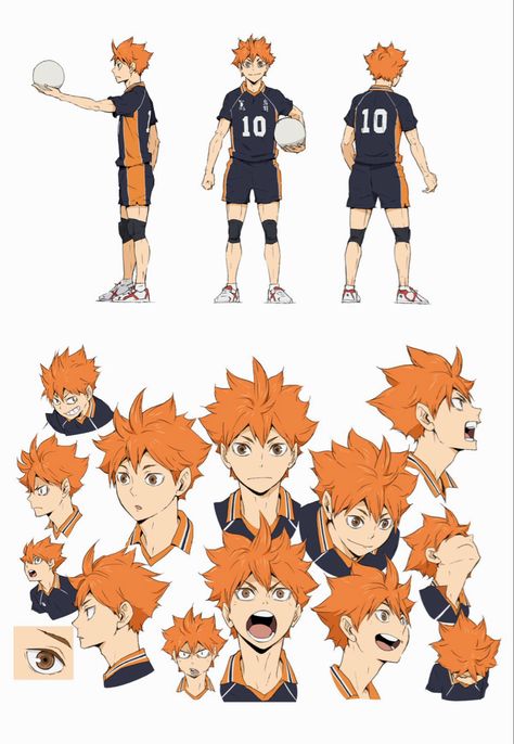 Drawing Characters, Character Reference Sheet, Character Turnaround, Hinata Shoyo, Character Study, Haikyuu Manga, Haikyuu Characters, Haikyuu Fanart, Dessin Adorable