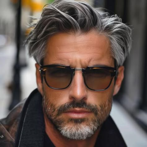 Trendy Gray Haircuts & Gray Highlights for Men 2024 | 50 Photos Man With Gray Hair, Men Hair Color Highlights Grey, Ash Grey Hair Men Highlight, Haircut For Man, Men’s Silver Hair, Men’s Gray Hair Styles, Grey Hair Color Men, Gray Haircut, Gray Haircuts