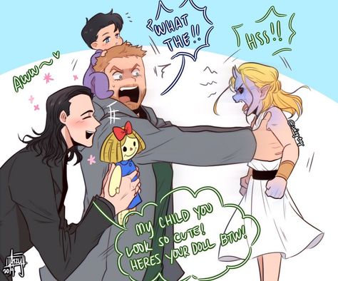 Cute Loki, Loki Fan Art, Baby Loki, Baby Marvel, Superfamily Avengers, Thor Comic, Marvel Couples, Thor X Loki, Loki Fanart