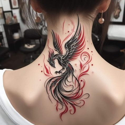 Thigh Phoenix Tattoo, Phoenix Tattoo Hip, Phoenix Tattoo Back Women, Phenix Birds Tattoo For Women, Pheonix Tattoo For Women On Back, Phoenix Tattoo Feminine Back, Rebirth Tattoo New Beginnings, Phoenix Tattoo Design For Women, Phenix Birds Tattoo