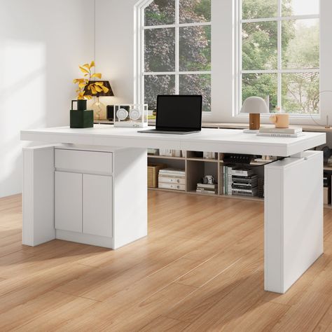 Large Home Office, Cabinet Height, Workspace Storage, File Cabinet Desk, Writing Desk With Drawers, Home Office Computer Desk, Wood Writing Desk, Electric Standing Desk, Stand Up Desk