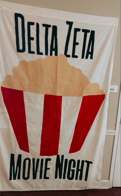 Sorority Movie Night, Sisterhood Ideas, Sisterhood Events, Sorority Themes, Sorority Sisterhood, Sorority Banner, Delta Zeta, Delta Gamma, Event Banner