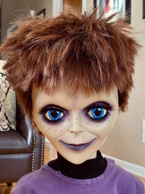 Chucky Tiffany And Glen Costumes, Glen From Chucky, Chucky Tiffany And Glen, Horror Art Reference, Scary Chucky, Chucky Face, Glen Doll, Gorpcore Outfit, Chucky Makeup